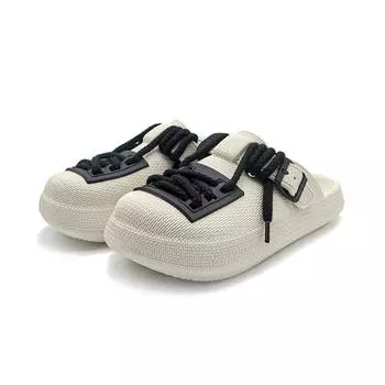 Круглые тапочки Мужская летняя пляжная одежда Нескользящие повседневные модные сандалии и тапочки 45 белый