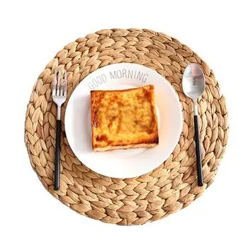 Круглые тканые салфетки для обеденного стола, соломенные плетеные салфетки, термостойкие, нескользящие