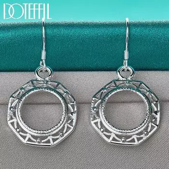 Круглые висячие серьги из стерлингового серебра 925 пробы, модные свадебные украшения 3.70*2.10c