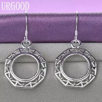 Круглые висячие серьги из стерлингового серебра 925 пробы, модные свадебные украшения 3.70*2.10cm