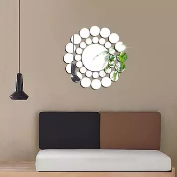Круглые зеркальные настенные наклейки для гостиной, спальни, креативное украшение, прикроватный фон, настенное украшение JM3243-Silver