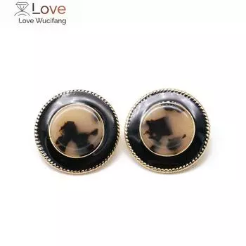 Круглые жемчужные черные эмалевые милые модные серьги-клипсы, эффектные украшения для ушей для женщин