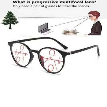 Круглые женские ретро большие сверхлегкие удобные прогрессивные мультифокальные очки для чтения от +0,75 до +4 +0.75 коричневый