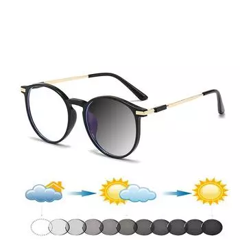 Круглые женские ретро-негабаритные сверхлегкие удобные фотохромные очки для чтения от +0,75 до +4 +0.75 чёрный