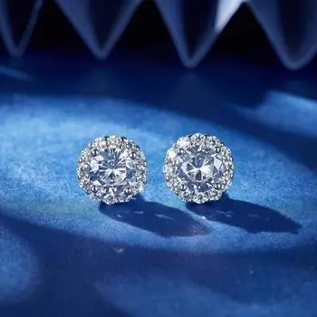 Круглые женские серьги с платиновым покрытием из цельного циркония, серьги-гвоздики из белого кубического циркония платиновый