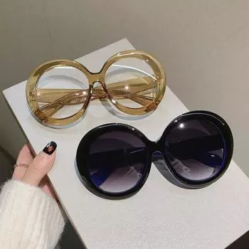 Круглые женские солнцезащитные очки большого размера, модные винтажные солнцезащитные очки с градиентом, модные роскошные очки очков