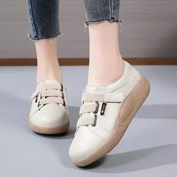 Круглые женские туфли с увеличенным носком, женские весенние и осенние повседневные кроссовки на плоской подошве, женские однобортные туфли, роскошные кожаные мокасины 35