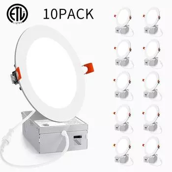 Круглый 110 В ультратонкий встраиваемый потолочный светильник, глубина 1 см 4 inch 9 watt thyristor dimming белый