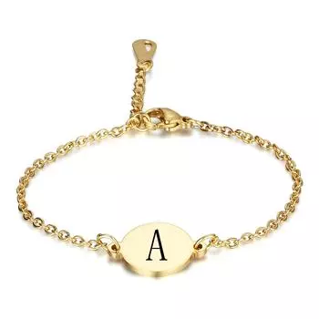 Круглый 26 браслет с английскими буквами, золотые буквы, браслет из титановой стали с буквами, женский модный орнамент A