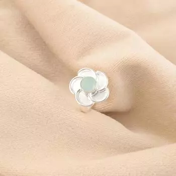 Круглый Аквахалцедон Драгоценный камень Серебро 925 пробы Подарок на день рождения Кольцо для ношения в стопке RR-51-15 4