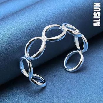 Круглый браслет из стерлингового серебра 925 пробы с огранкой O, модные свадебные украшения 58MM