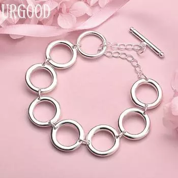 Круглый браслет из стерлингового серебра 925 пробы, модные свадебные украшения 20CM