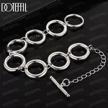 Круглый браслет из стерлингового серебра 925 пробы, модные свадебные украшения 20CM