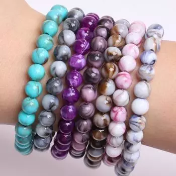 Круглый браслет, ожерелье, аксессуары, имитация нефрита, камень 8 мм, модные украшения, ручная работа, 30 шт., аксессуары для бисера из смолы, свободные бусины, уникальные Style1 8mm 30Pcs