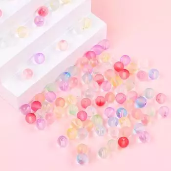 Круглый браслет, ожерелье, бисер, фантазия, 50 шт., 8 мм, аксессуары для украшений своими руками, матовые свободные бусины, золотая пудра, ручная работа, мода, двухцветное стекло