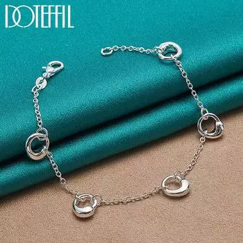 Круглый браслет, подарок на вечеринку, серебряные модные украшения 20cm