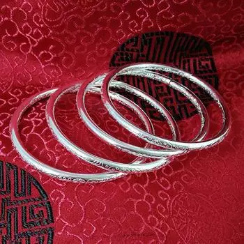 Круглый браслет в стиле бохо, женский ретро-этнический стиль, резной браслет в полоску, открытие