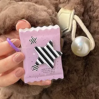 Круглый брелок с 3d фиолетовыми звездами, противоударный мультяшный беспроводной Bluetooth зарядный блок для Apple Airpod 1 2 3 Pro 2nd чехол для наушников For Airpods Pro