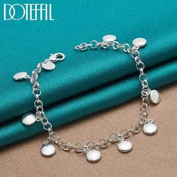 Круглый брендовый кулон-браслет, подарок для вечеринки, серебряный цвет, модные украшения 20cm