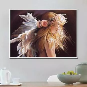 Круглый бриллиант 5D DIY Алмазная картина Ангел Малыш Вышивка крестом Мозаика Украшение из стразов 20X30CM