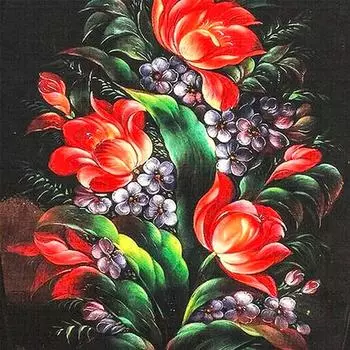 круглая Алмазная картина красный цветок Вышивка крестом Стразы Мозаика 30x30CM