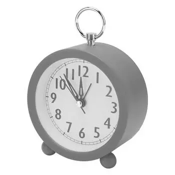Круглый будильник с питанием от батареек, электронный будильник, простой пластиковый будильник с кнопкой для серый