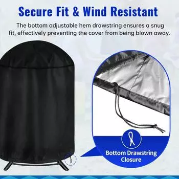 Круглый чехол для гриля барбекю с регулируемым шнурком, прочный, водонепроницаемый, ветрозащитный, с защитой от ультрафиолета
