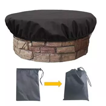 Круглый чехол для костра 600D Ткань Оксфорд Водонепроницаемый чехол, устойчивый к разрывам, защита для костра S чёрный