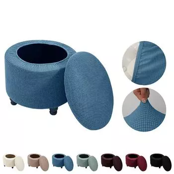 Круглый чехол на табурет-осман, эластичные чехлы на подставки для ног из флиса, однотонные чехлы на сиденья для гостиной, спальни, съемные