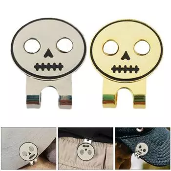 Круглый череп, зажим для шляпы для гольфа, магнитный держатель для мяча для гольфа, держатель для маркера, шляпы для гольфистов, брюки, сумки, козырьки, ремни, металлический зажим, аксессуары для гольфа, подарок для энтузиастов серебряный