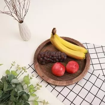Круглый деревянный поднос для хранения фруктов, конфет, хлеба, 20/29 см, поднос для сухой сервировки чашки чая, тарелка для демонстрации закусок и косметики, украшение для стола