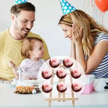 Круглый держатель для дисплея в виде пончиков 38938, прозрачное акриловое основание из массива дерева, многоразовое, для свадьбы, дня рождения B