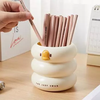 Круглый дизайн, держатель для ручек, большая емкость, ручка, кисть для карандашей, контейнер для хранения, пластиковый органайзер для канцелярских принадлежностей, подарок для детей белый