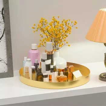 Круглый дизайн из железа, многоцелевой поддон для хранения, дисплей, металлический поддон, организуйте однотонные украшения для дома 20