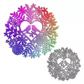 Круглый дизайн с изображением птицы любви, металлические штампы, сделай сам, скрапбукинг, тиснение, трафарет, бумага, шаблон для альбома серебряный