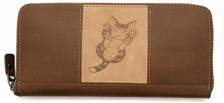 Круглый длинный кошелек Dayan Nyankyu из натуральной кожи