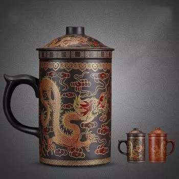 Круглый фиолетовый королева Пуэр фильтр чайная чашка керамические чашки офисные чашки подарок путешествия кунг-фу для чая 300 мл