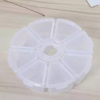 Круглый футляр для хранения со стразами, пластиковый белый контейнер для хранения, 8 съемных решеток