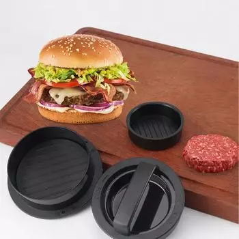 Круглый гамбургер 3 в 1 с антипригарным покрытием Пресс для мяса Говядина Свиной гриль Пресс для бургеров Форма для приготовления котлет для пирогов Кухонная утварь для барбекю чёрный