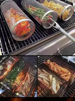 Круглый гриль Кухонная утварь Инструменты Посуда для барбекю Зажигалка из нержавеющей стали Кухонные принадлежности Щипцы Сетка Принадлежности Роликовая клетка