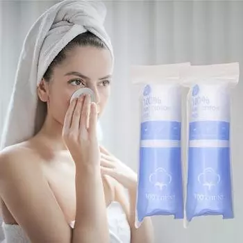 Круглый хлопок для макияжа, три слоя, утолщенный, 100 штук хлопка для снятия макияжа, приятный для кожи хлопок с краями 100pcs