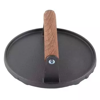 Круглый инструмент для барбекю с чугунной деревянной ручкой, пресс для стейков, гриль, инструмент для прижима жареного мяса