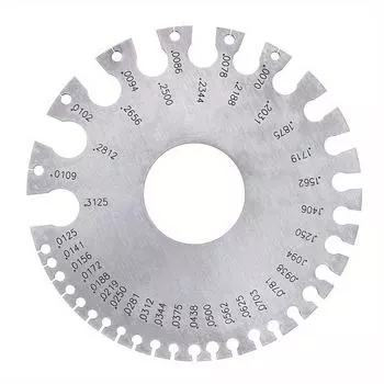 Круглый калибр проволоки, измеритель толщины проволоки из нержавеющей стали, тестер, линейка, инструмент для измерения диаметра - метрический/имперский 1pc серебряный