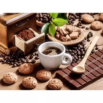Круглый камень, алмазная картина из смолы, вышивка крестиком, кофе и десерт, алмаз 20X30CM