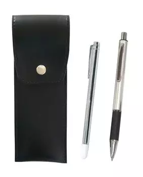 Круглый кнопочный японский пенал черного цвета с металлическим индикатором и металлической ручкой для грифеля механический карандаш серебристого цвета & BRSB-701S-WZS2062SP