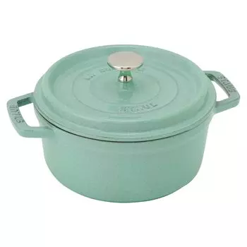 Круглый кокот staub Cocotte Sage Green, оба отлиты вручную, эмалированный горшок IH, совместимый с японским продуктом с серийным номером La Cocotte Round Pico 18 см [Авторизованный номер]