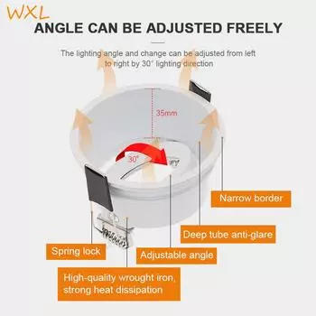 Круглый комплект для замены встраиваемого потолочного светильника GU10, черный фитинг MR16, монтажная рамка для потолочных точечных светильников, GU5.3, держатель патрона лампы GU10 чёрный