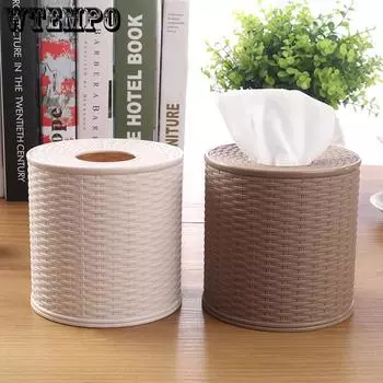 Круглый контейнер для гостиной, спальни, подарочный держатель для салфеток, домашний ящик для хранения туалетной бумаги, настольный отель, декоративная коробка для салфеток, пыленепроницаемая бежевый