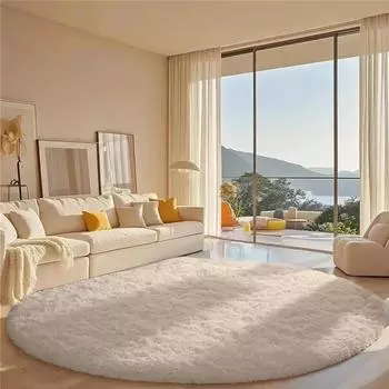 Круглый ковер 2х2м для спальни, Супер пушистые круглые ковры для детской комнаты, Пушистый ковер для детской комнаты, Милый мягкий ворсистый ковер для девочек, домашний декор 80*80cm (Runner)