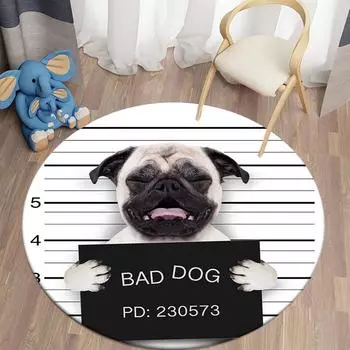 Круглый ковер Bad Dog, коврик для гостиной, ковер из полиэстера, коврик для двери, кавайный ковер, ковер в стиле аниме, декор для детской комнаты, ковер, коврик 40cm